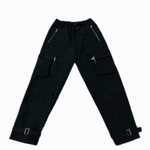 Black Loose Trousers with Big Pockets Full Front