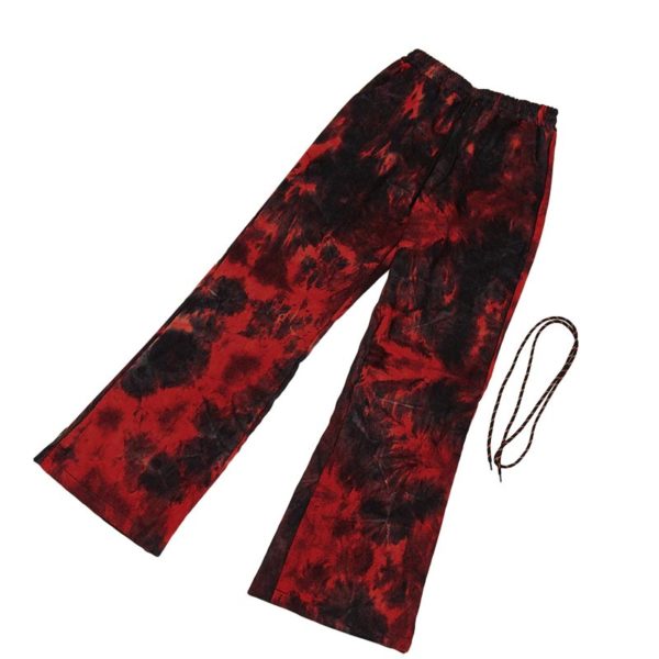 Black & Red Tie-Dye Trousers Details