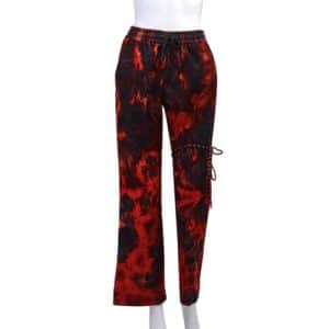Black & Red Tie-Dye Trousers Full Front