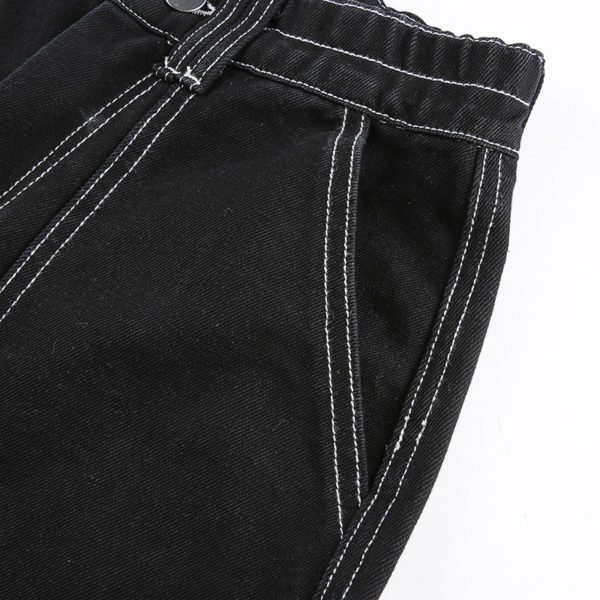High Waist Wide Leg Black Trousers Details 2