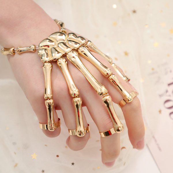 Metal Hand Bones Adjustable Bracelet Gold 3