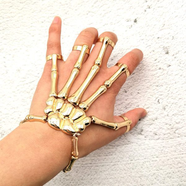 Metal Hand Bones Adjustable Bracelet Gold