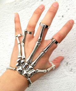 Metal Hand Bones Adjustable Bracelet Silver