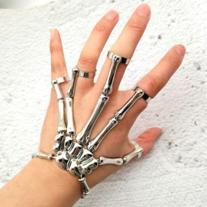 Metal Hand Bones Adjustable Bracelet Silver