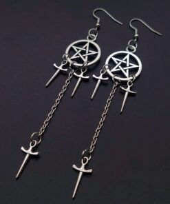 Pentagram Swords Witchy Earrings 2