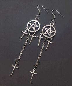 Pentagram Swords Witchy Earrings