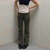 Army Green Cargo Jeans with Pockets