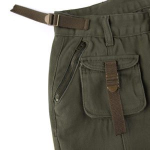 Army Green Cargo Jeans with Pockets Details 2