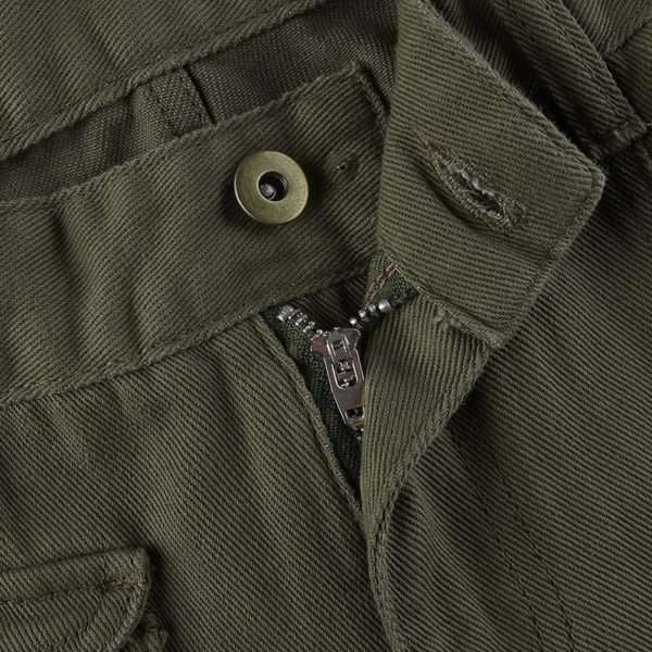 Army Green Cargo Jeans with Pockets Details 4