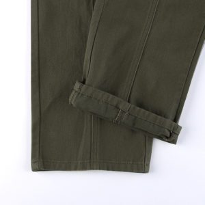 Army Green Cargo Jeans with Pockets Details 7