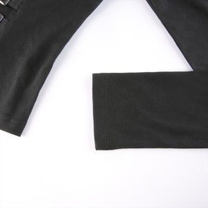 Black Crop Top with Double Belts Details 3