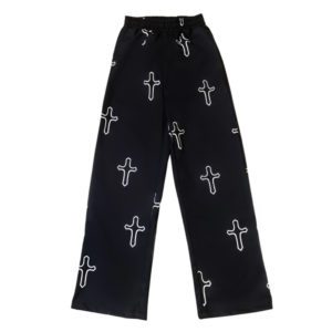 Cross Patterns High Waist Trousers Full