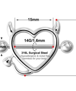 Devil Heart Stainless Steel Piercing Details