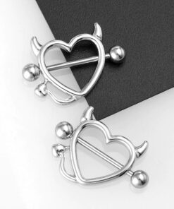 Devil Heart Stainless Steel Piercing - Silver