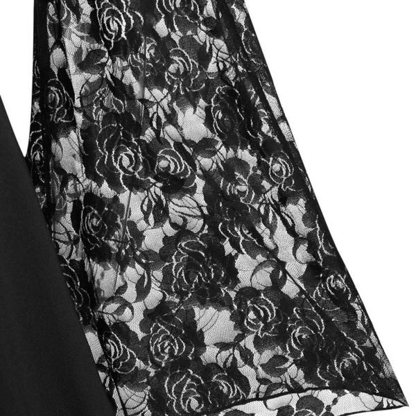 Gothic Floral Lace Sleeve Dress Black Details 2