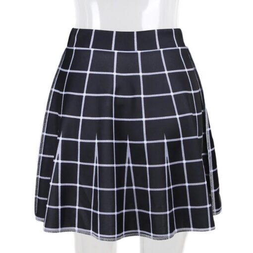 High Waist Black & White Mini Skirt Full Back