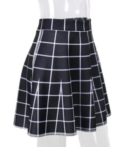 High Waist Black & White Mini Skirt Full Side