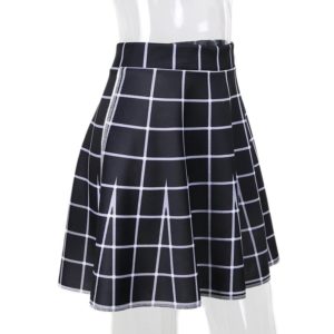 High Waist Black & White Mini Skirt Full Side