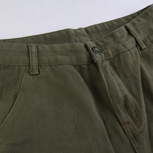 High Waist Green Denim Pants Details 2