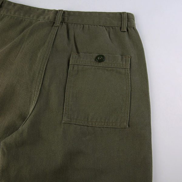 High Waist Green Denim Pants Details 3