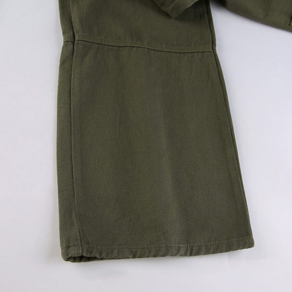 High Waist Green Denim Pants Details 5