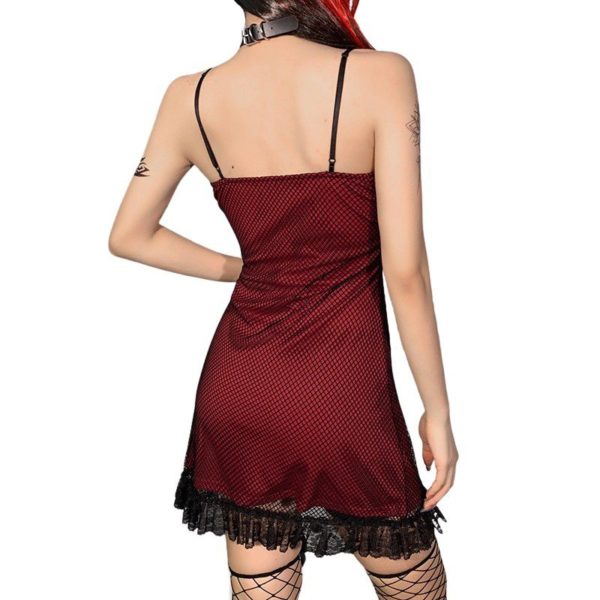 High Waist Red Mesh Mini Dress 3