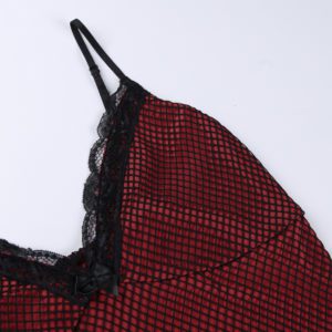 High Waist Red Mesh Mini Dress Details 2