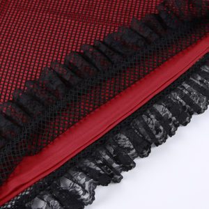 High Waist Red Mesh Mini Dress Details 4
