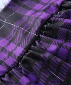 Lace-up Plaid Purple Mini Skirt Details 5