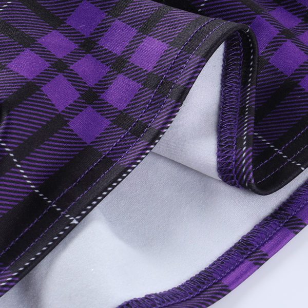 Lace-up Plaid Purple Mini Skirt Details 7