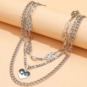 Flame Heart Steel Choker Chain 2