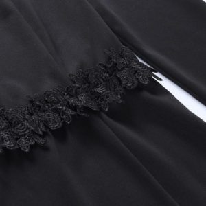 Floral Lace Trim Flare Sleeve Mini Dress Details 3