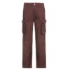 High Waist Brown Cargo Pants with Pockets