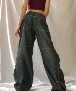 Low Waist Baggy Pants with Floral Print 2