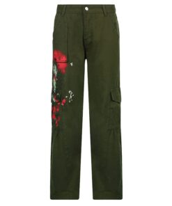 Low Waist Cargo Pants Floral Print Full Front