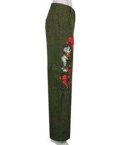 Low Waist Cargo Pants Floral Print Full Side 2