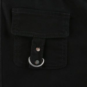 Low Waist Rivet Denim Black Trousers Details 4