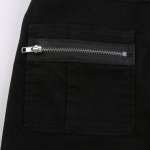 Low Waist Rivet Denim Black Trousers Details 7