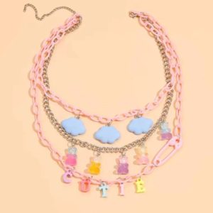 Pastel Cloud Bear Cutie Pendant Necklace Full