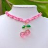 Pink Cherries Chain Necklace