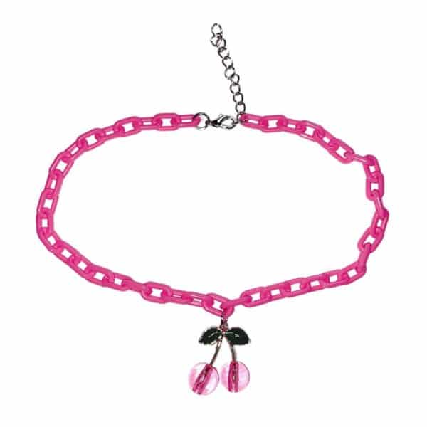 Pink Cherries Chain Necklace 2