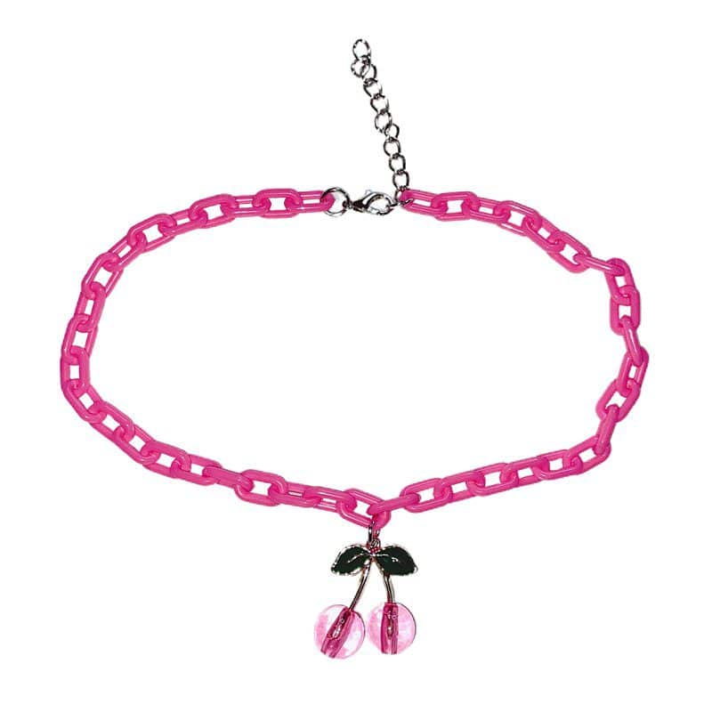 Pink Cherries Chain Necklace - Ninja Cosmico