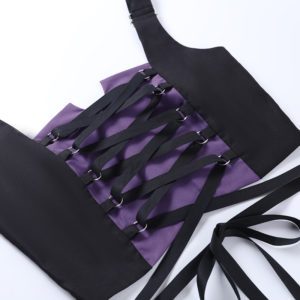Purple Crop Top with Mini Skirt Set Details 2
