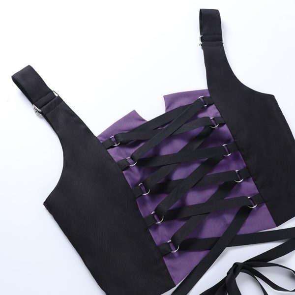 Purple Crop Top and Skirt Set Detals