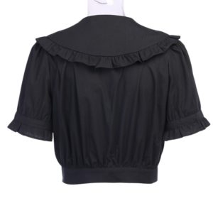 Ruffled Button Up Crop Top Full Back
