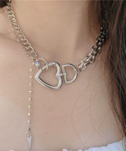 Silver Heart Choker Necklace 2