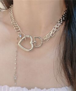Silver Heart Choker Necklace 3