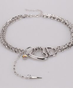 Silver Heart Choker Necklace Details 2