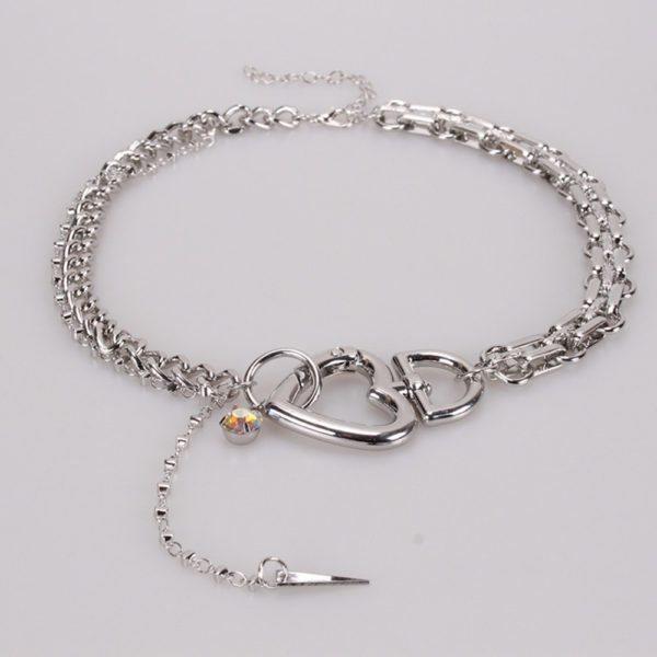 Silver Heart Choker Necklace Details 2