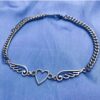 Silver Heart with Wings Choker Necklace